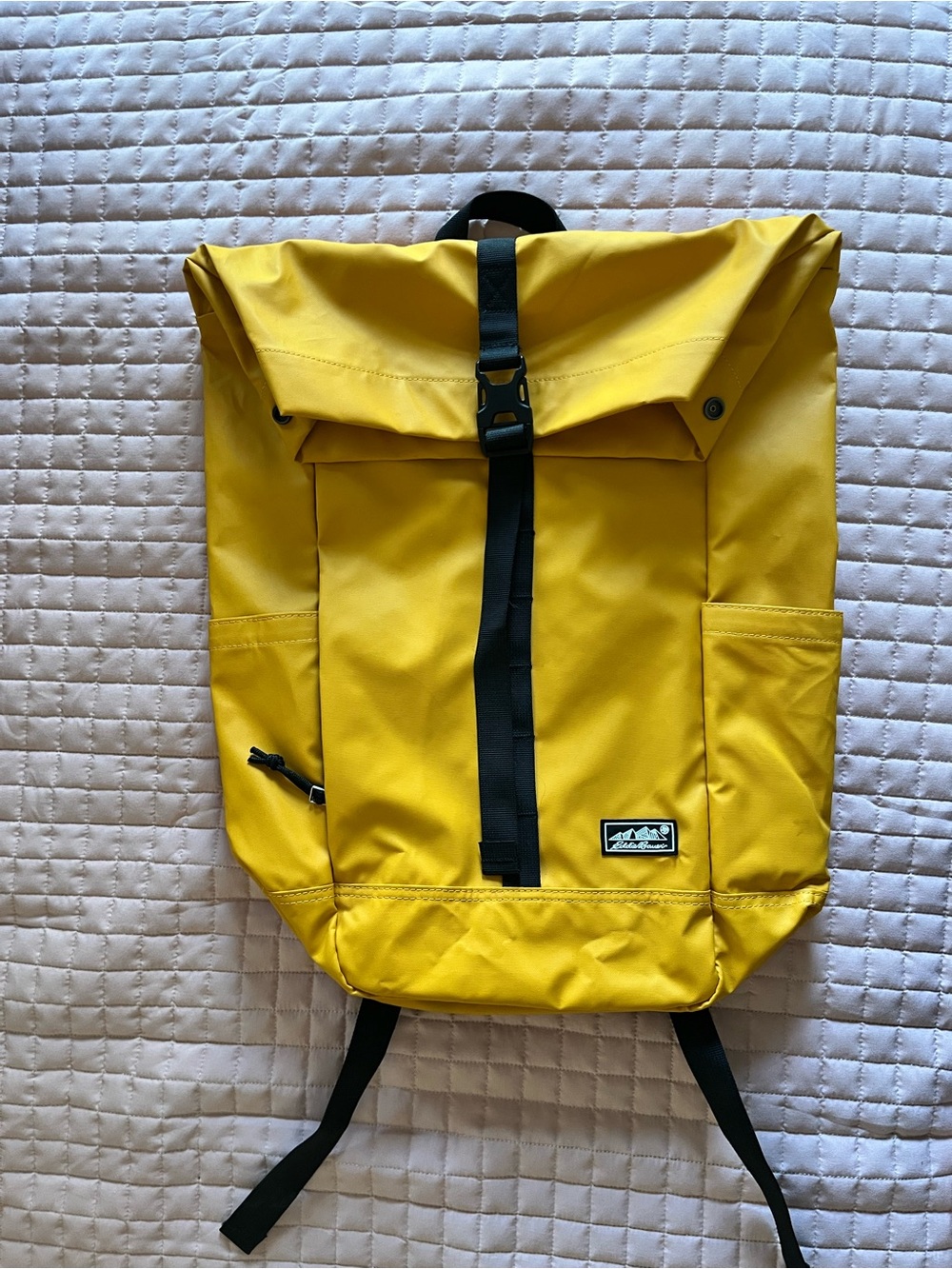 Eddie Bauer Yellow Roll-Top Backpack with Black Straps